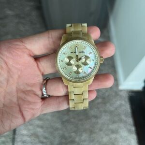 Michael Kors Gold and Tan Chronograph Watch